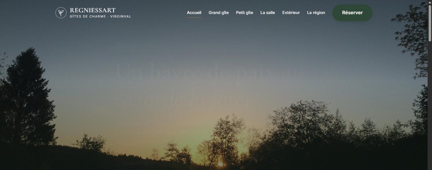 Aperçu du site des Gîtes de Regniessart