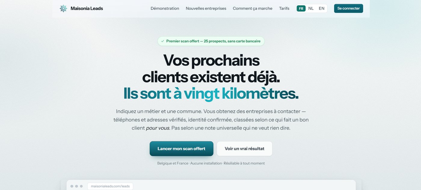Aperçu du site Maisonia Leads